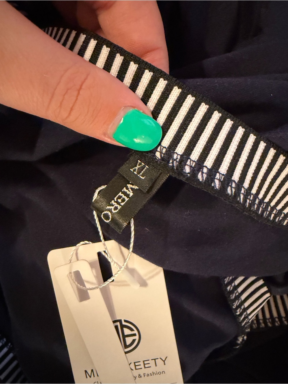 NWT Navy Stripe Trim Maxi Dress - Picture 5 of 6